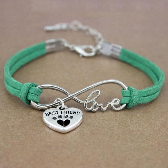 Bracelet Charme Amour Infini avec Empreinte de Patte de Chien