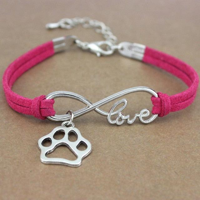 Bracelet Charme Amour Infini avec Empreinte de Patte de Chien