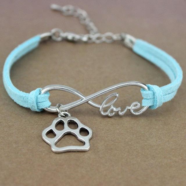 Bracelet Charme Amour Infini avec Empreinte de Patte de Chien
