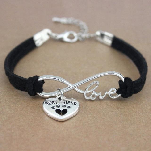 Bracelet Charme Amour Infini avec Empreinte de Patte de Chien