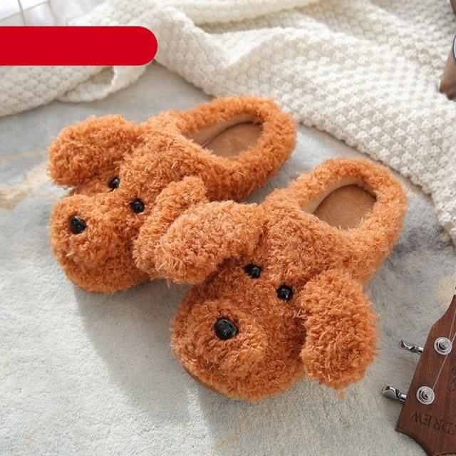 Cozy Faux Fur Dog Lovers Slippers for Women