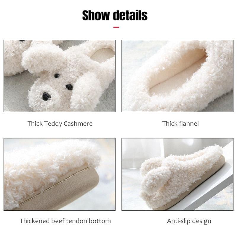 Cozy Faux Fur Dog Lovers Slippers for Women