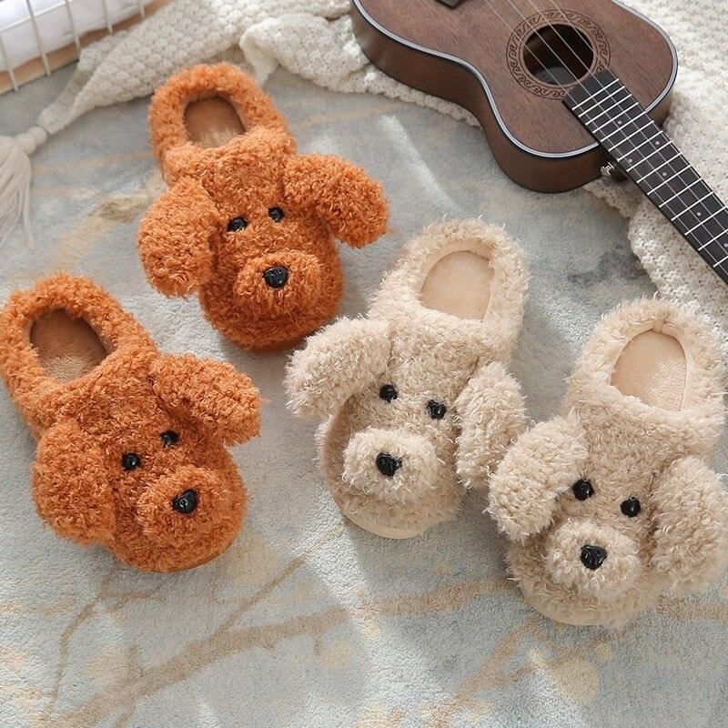 Cozy Faux Fur Dog Lovers Slippers for Women