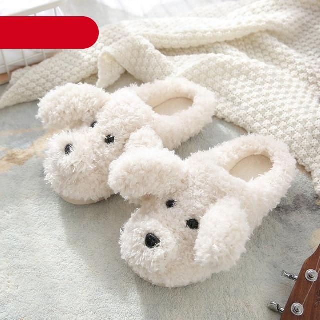 Cozy Faux Fur Dog Lovers Slippers for Women