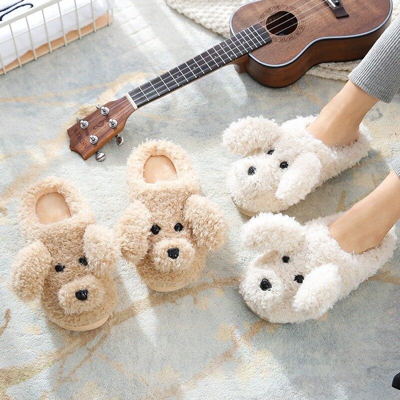 Cozy Faux Fur Dog Lovers Slippers for Women