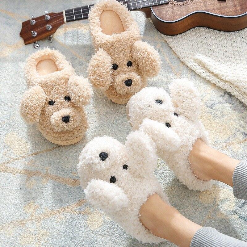 Cozy Faux Fur Dog Lovers Slippers for Women