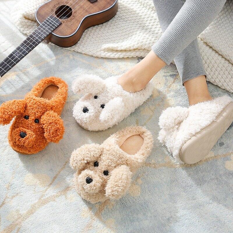 Cozy Faux Fur Dog Lovers Slippers for Women