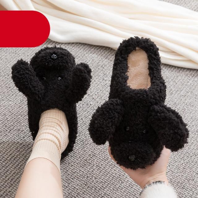 Cozy Faux Fur Dog Lovers Slippers for Women