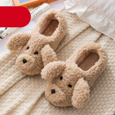 Cozy Faux Fur Dog Lovers Slippers for Women