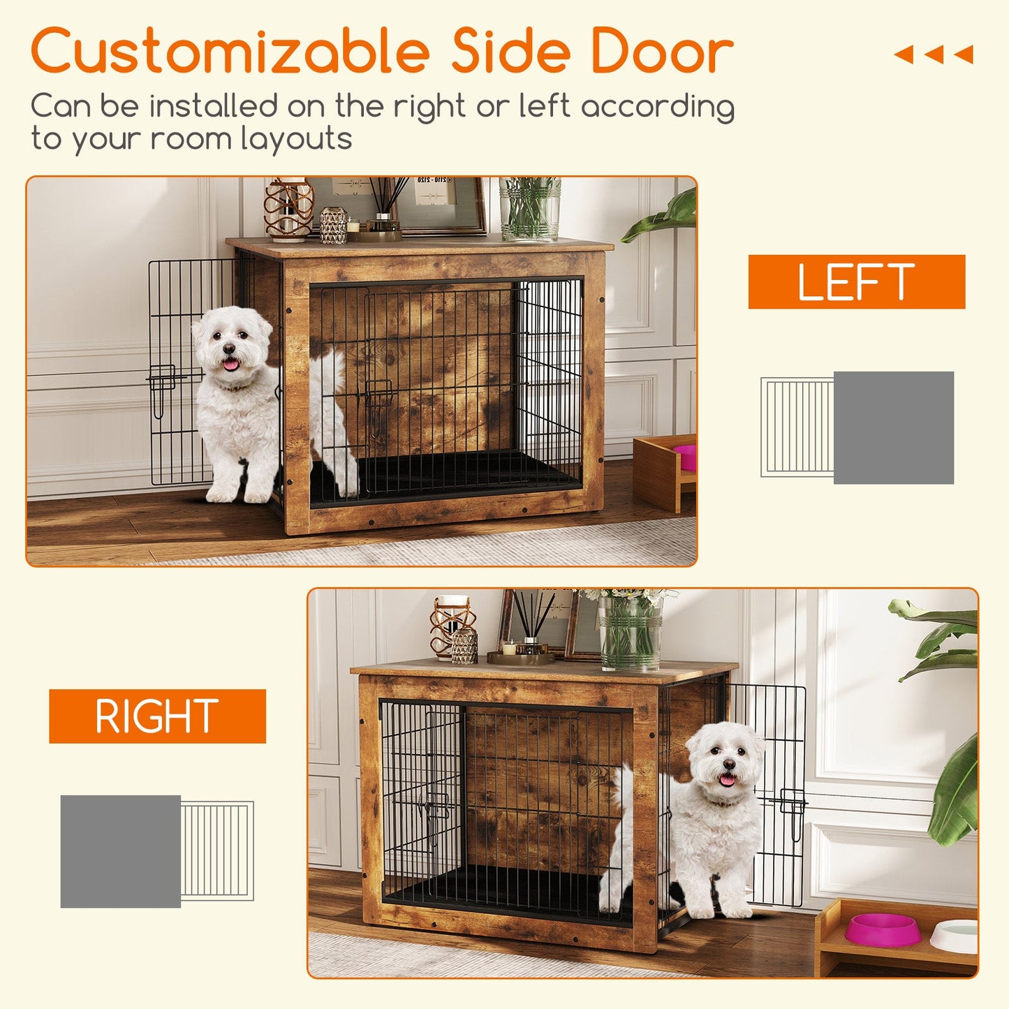Meuble de caisse pour chien Gbruno avec coussin et double portes - 33 pouces