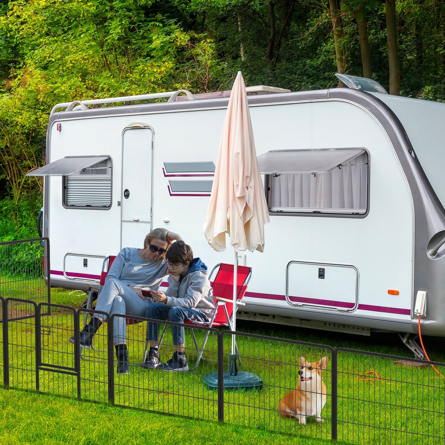 Panel de Juego para Perros de 16 Piezas con Cerradura y Gran Puerta - 24 Pulgadas