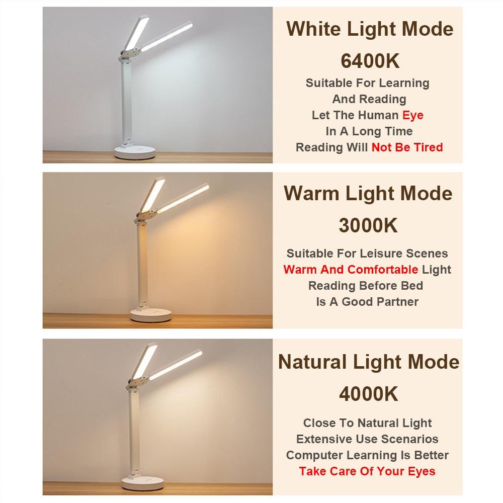 Lámpara de lectura LED plegable de doble tapa para estudio y decoración