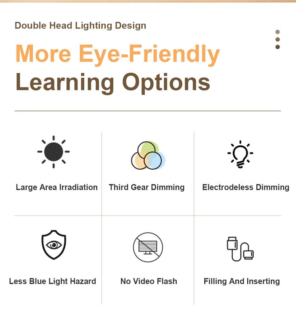 Lámpara de lectura LED plegable de doble tapa para estudio y decoración