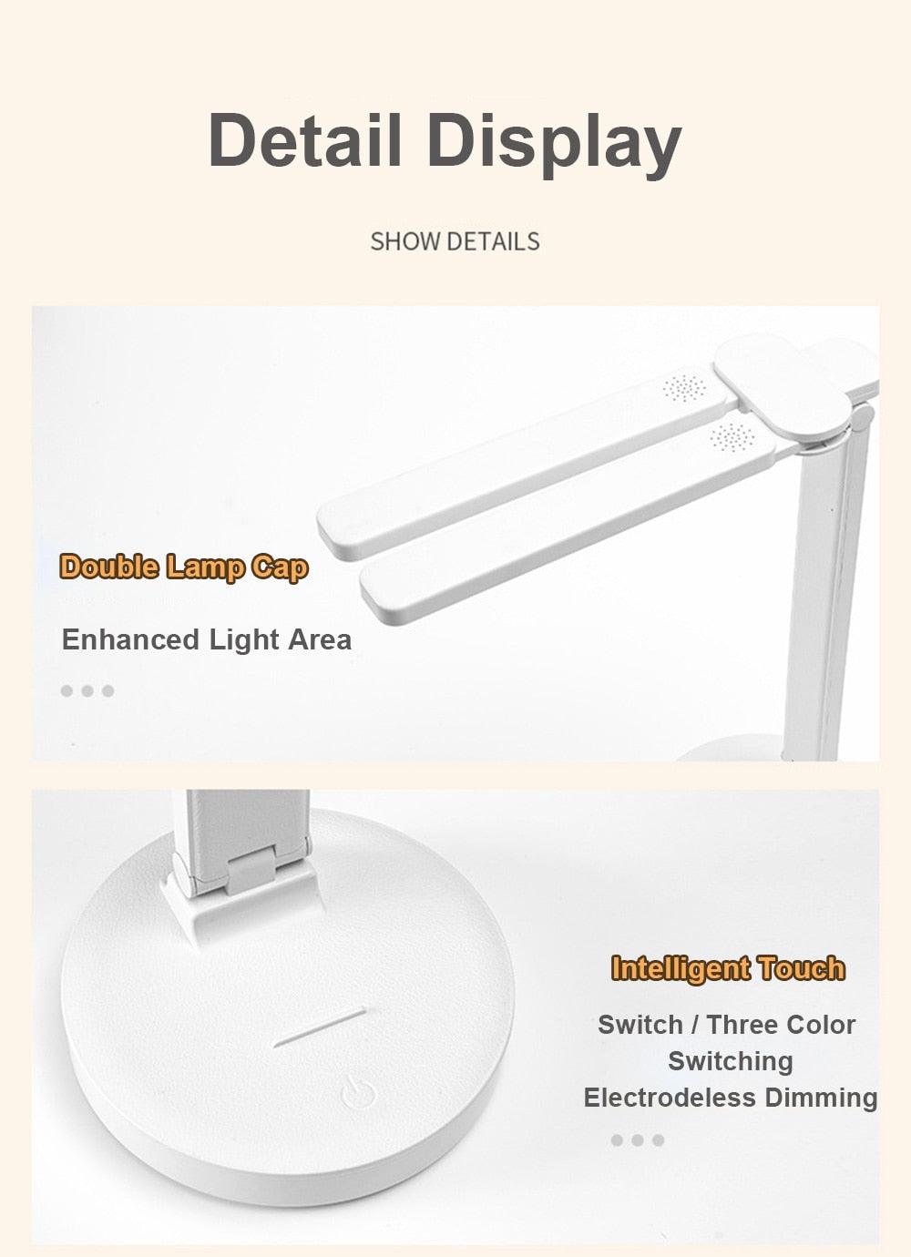 Lámpara de lectura LED plegable de doble tapa para estudio y decoración