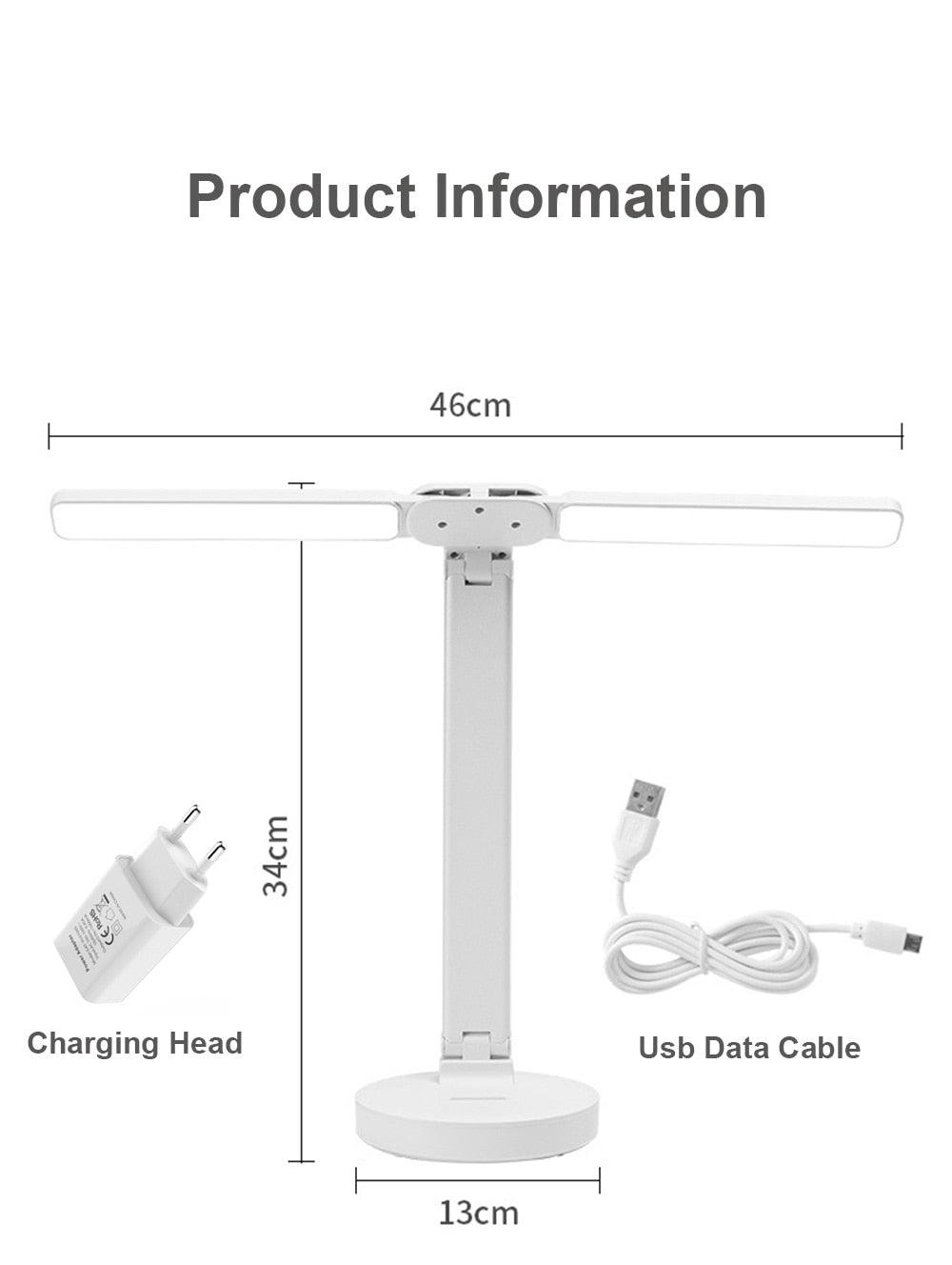 Lámpara de lectura LED plegable de doble tapa para estudio y decoración