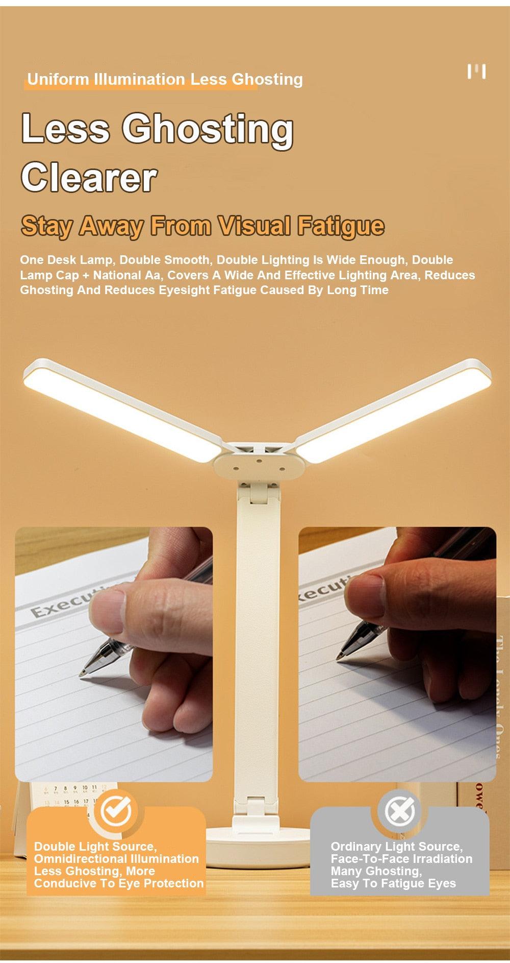 Lámpara de lectura LED plegable de doble tapa para estudio y decoración
