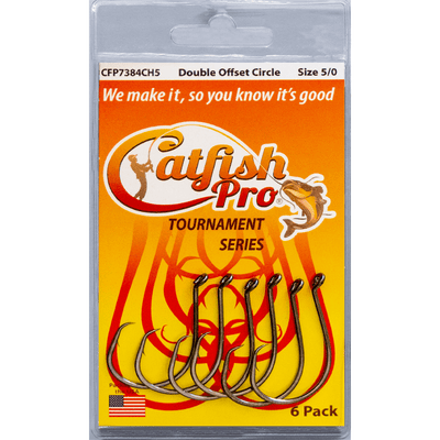 Premium 5/0 Double Offset Circle Hooks for Catfish - Korvel