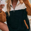 Double sided plush contrasting patch pocket hoodie color blocked plush top for women - Korvel
