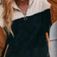 Double sided plush contrasting patch pocket hoodie color blocked plush top for women - Korvel