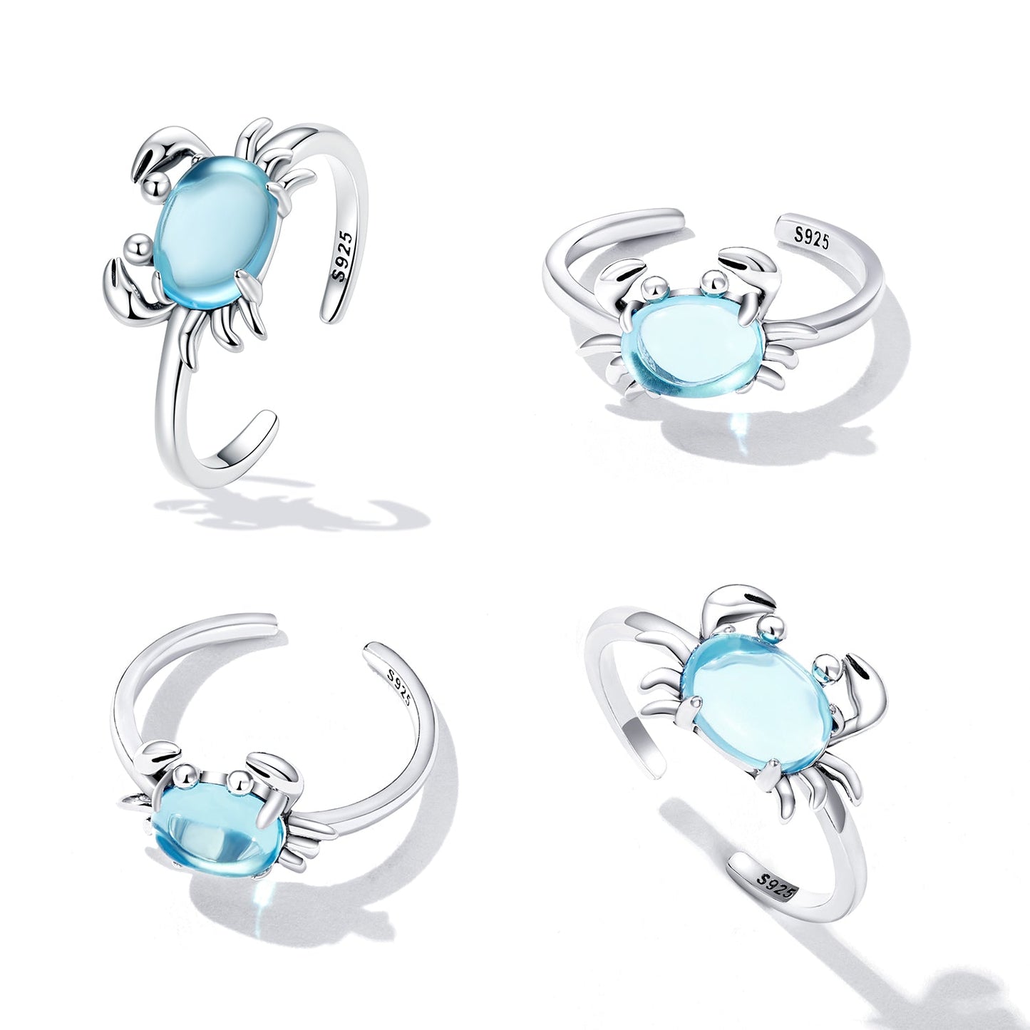Bague unisexe en argent sterling 925 élégante avec verre transparent