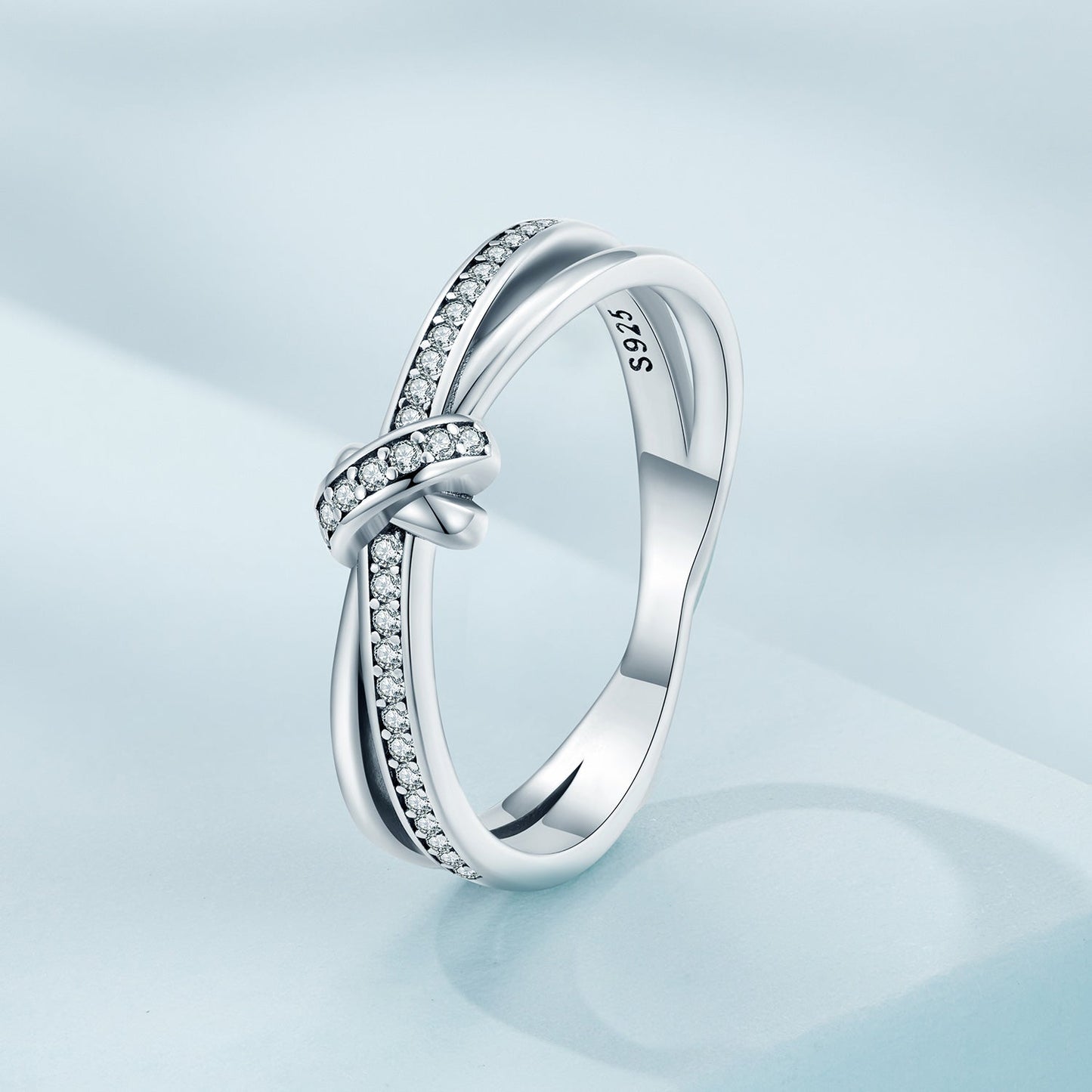 S925 Sterling Silver Oxidized Pavé CZ Ring - Size 6 for Women