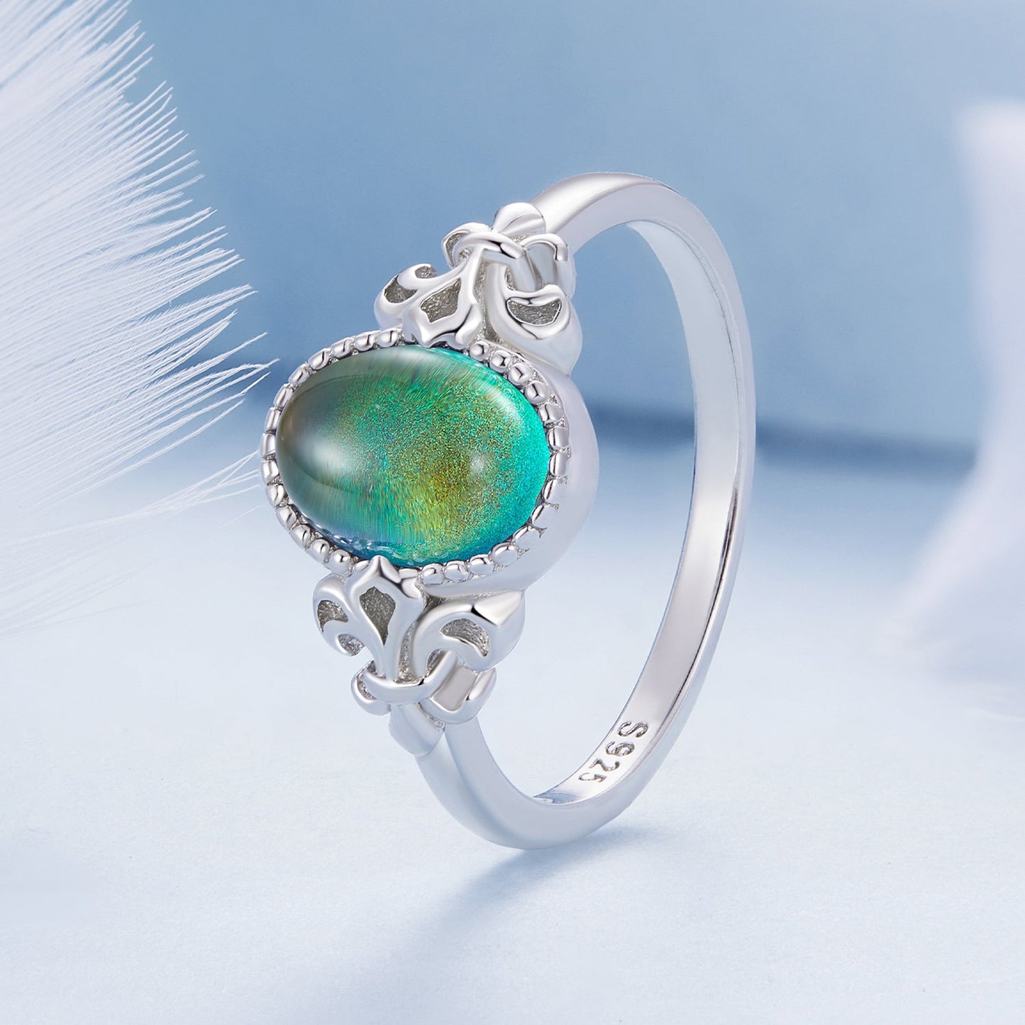 Bague élégante en argent sterling 925 avec verre transparent - Taille 6.0