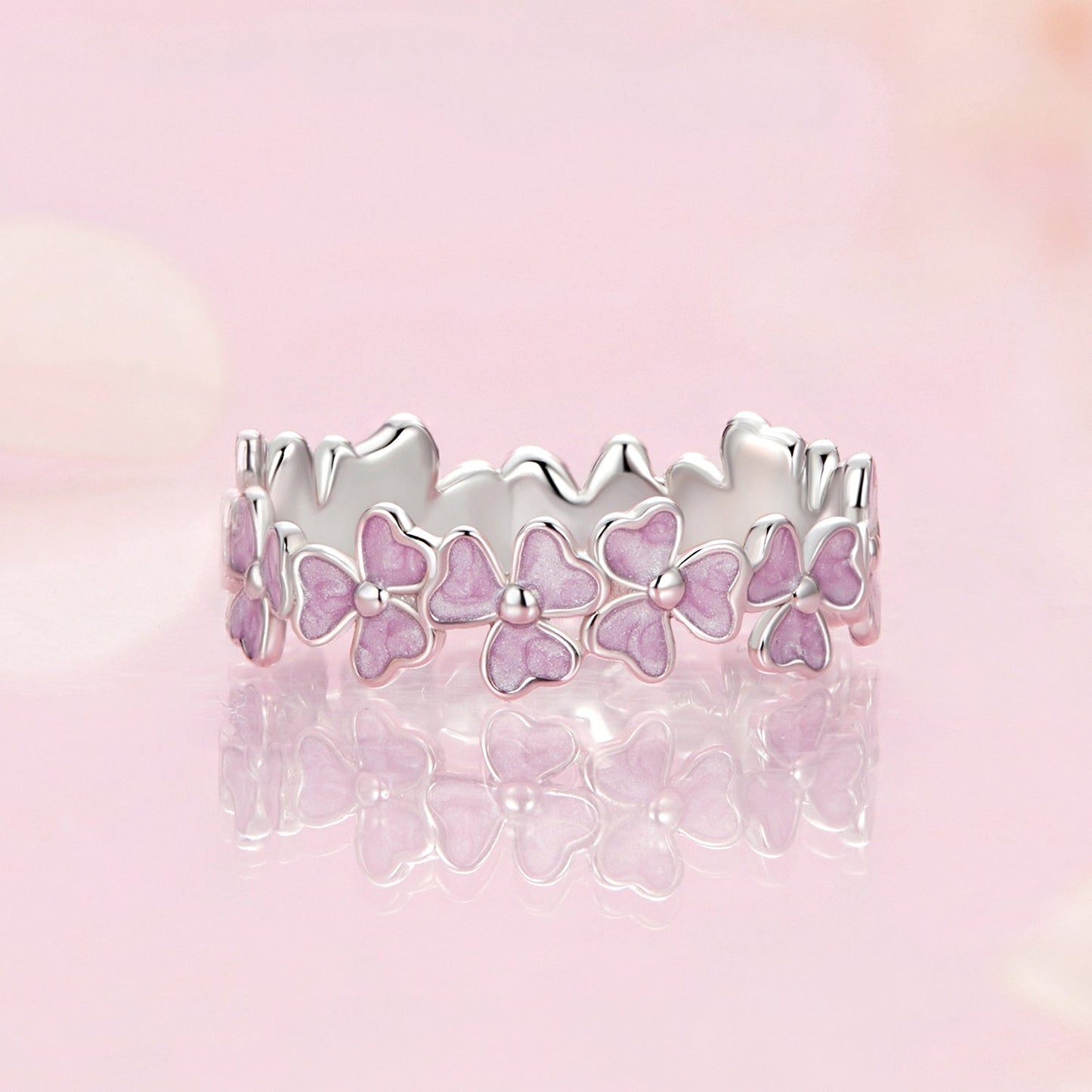 Anillo de plata esterlina 925 con esmalte y chapado en platino - Talla 6