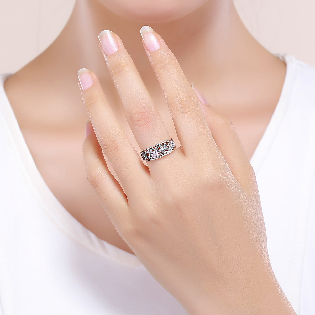 Anillo de Compromiso Elegante de Plata Esterlina S925 - Talla 6.0