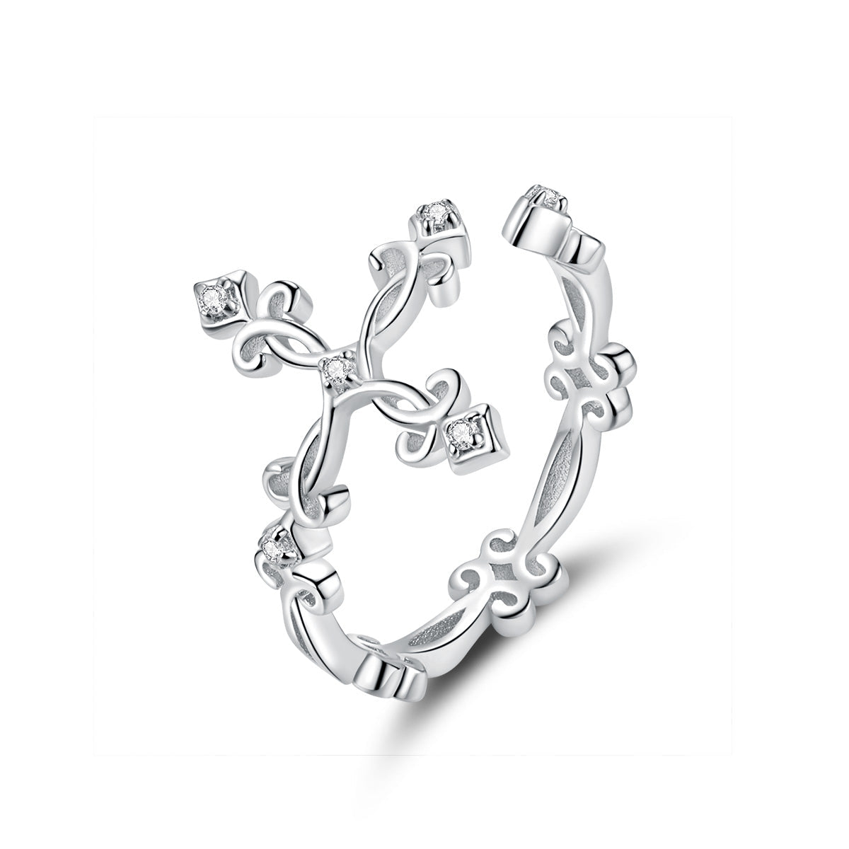Anillo de Compromiso CZ con Montura Pavé de Plata Esterlina S925