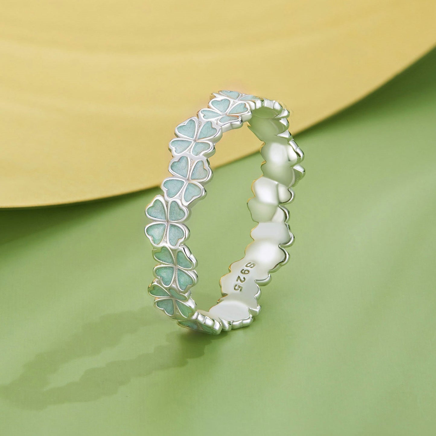 Anillo de Esmalte de Plata Esterlina 925 Elegante para Mujeres - Talla 6