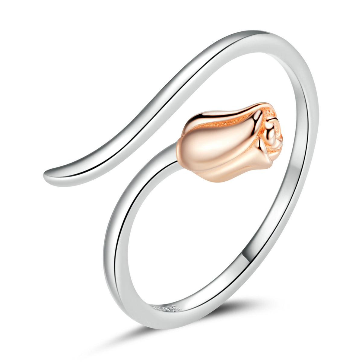 Elegant 925 Sterling Silver Engagement Ring with Rose Gold and Platinum Plating