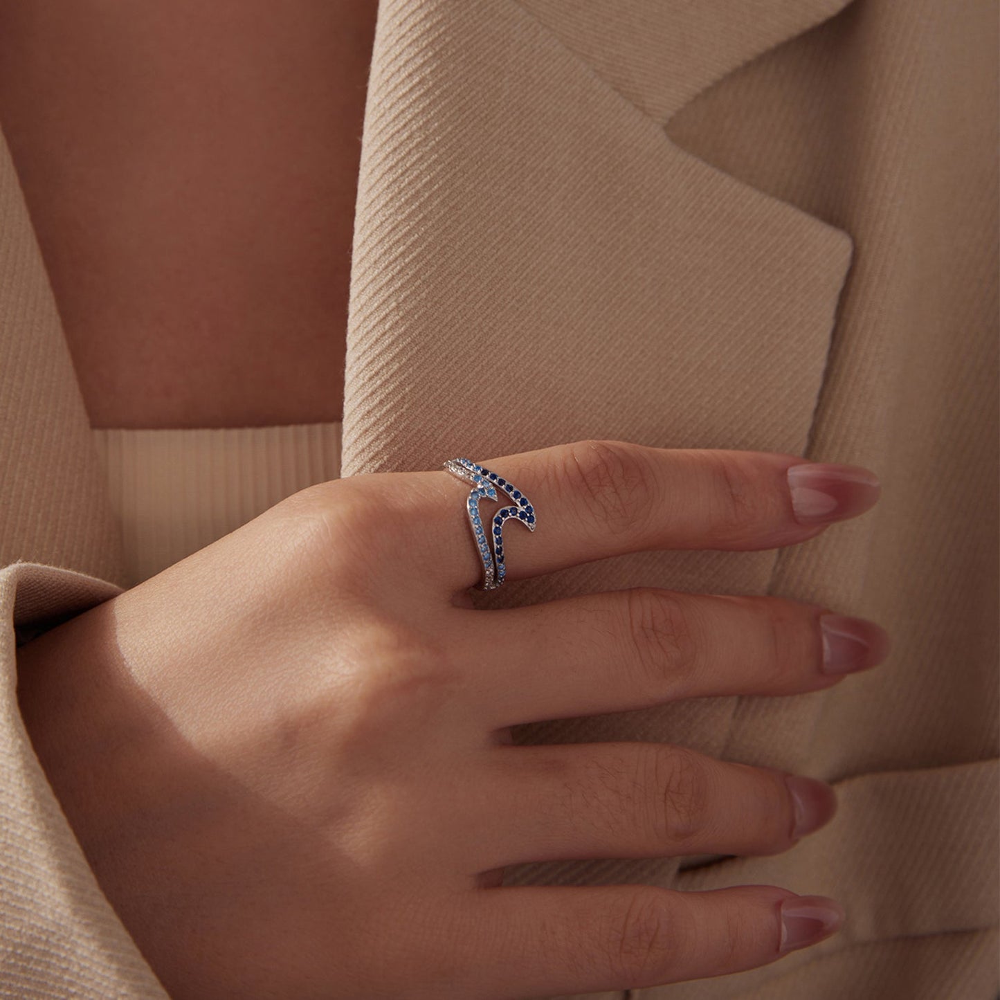 Elegant 925 Sterling Silver White Gold Plated CZ Ring for Women