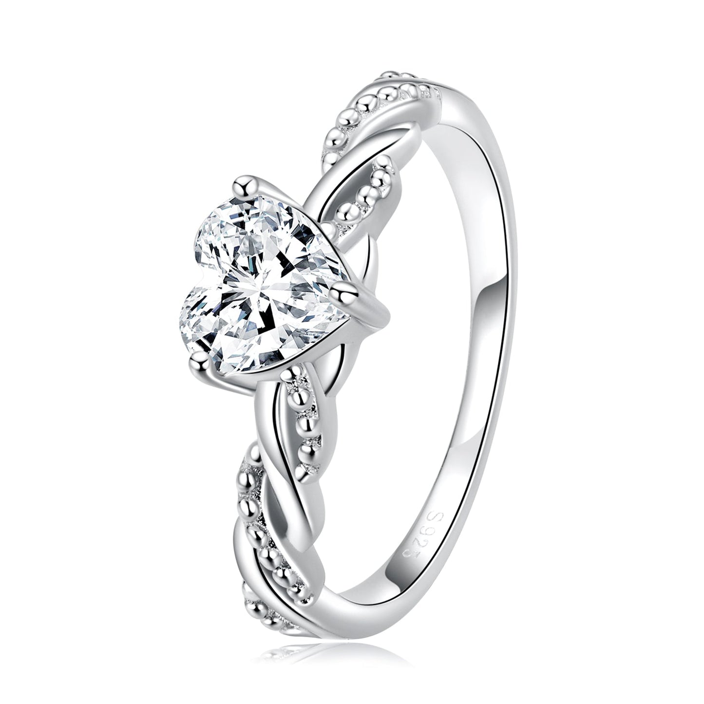 Anillo de Amor de Plata Esterlina 925 con CZ - Talla 6.0