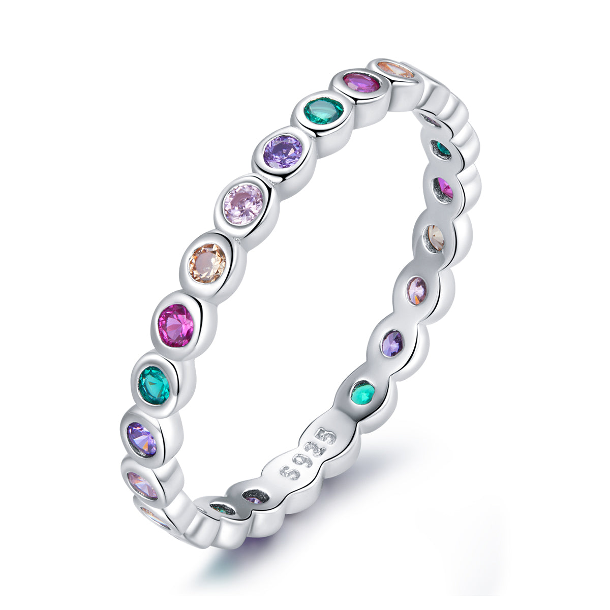 Bague en argent sterling 925 avec pavé CZ pour femmes - Taille 6.0