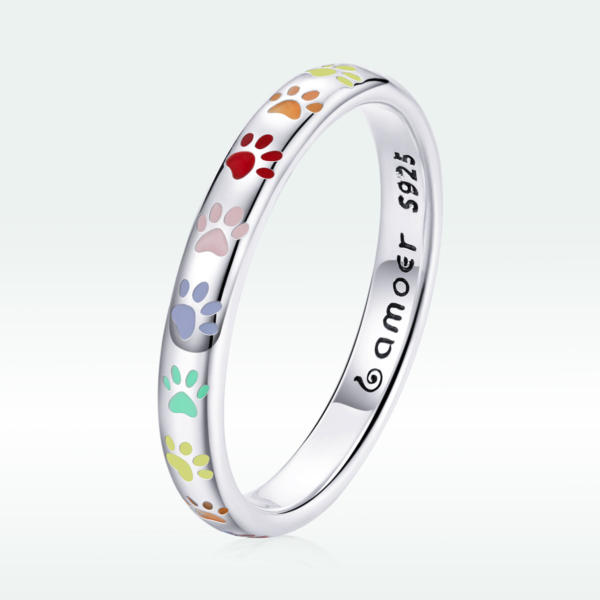 925 Sterling Silver Enamel Oxidized Silver Ring - Size 6.0