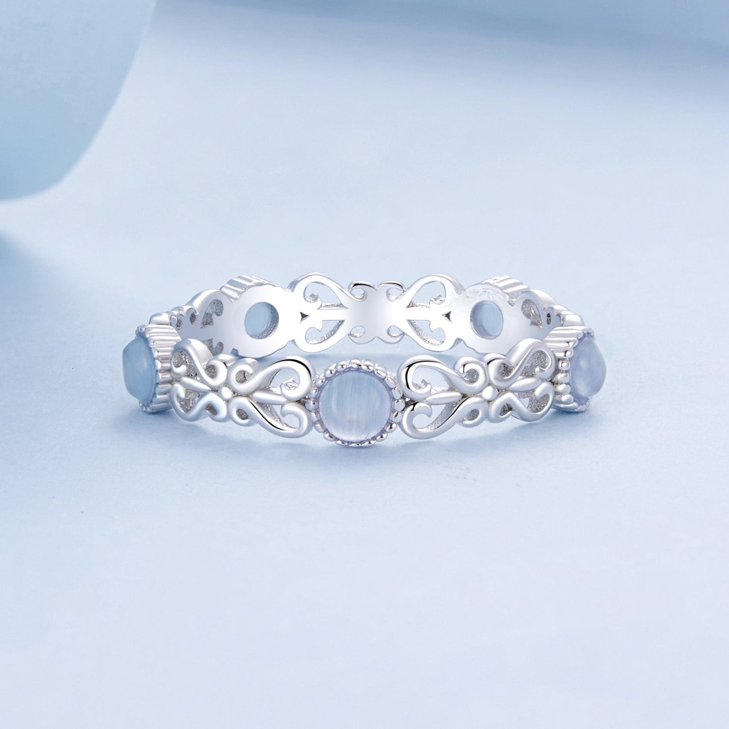 Bague en argent sterling S925 plaquée platine de 4 mm pour femmes - Taille 6.0
