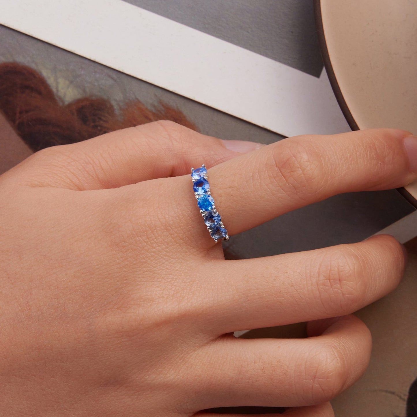 925 Sterling Silver Engagement Ring with White Gold Plating, Size 6.0
