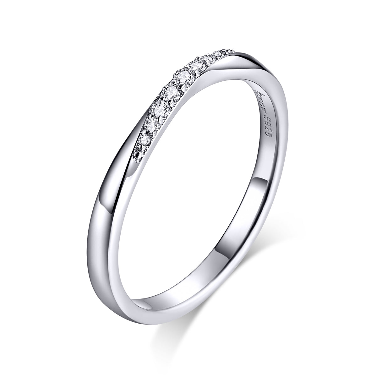 Anillo de CZ con Pavé de Plata Esterlina 925 Elegante para Mujeres - Talla 6