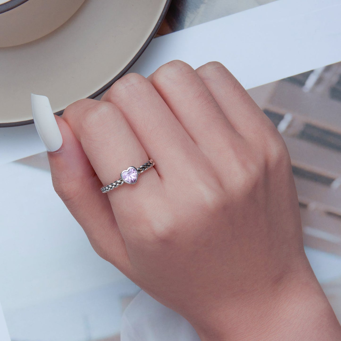 Bague en argent sterling 925 avec CZ Love pour femmes