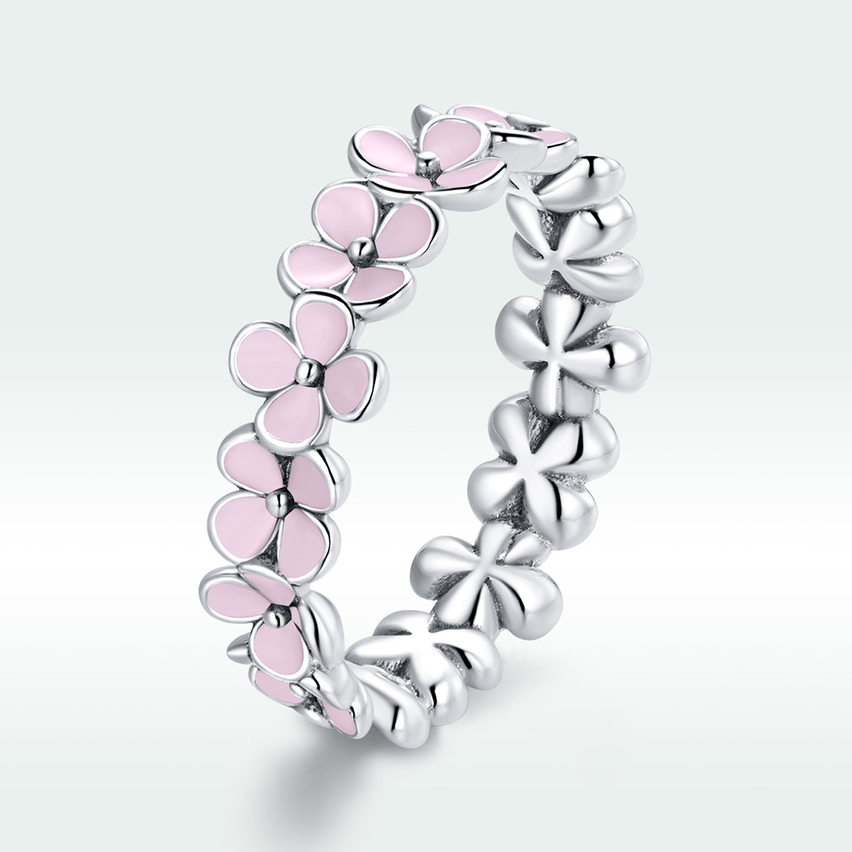 Elegant 925 Silver Enamel Ring for Women - Size 5