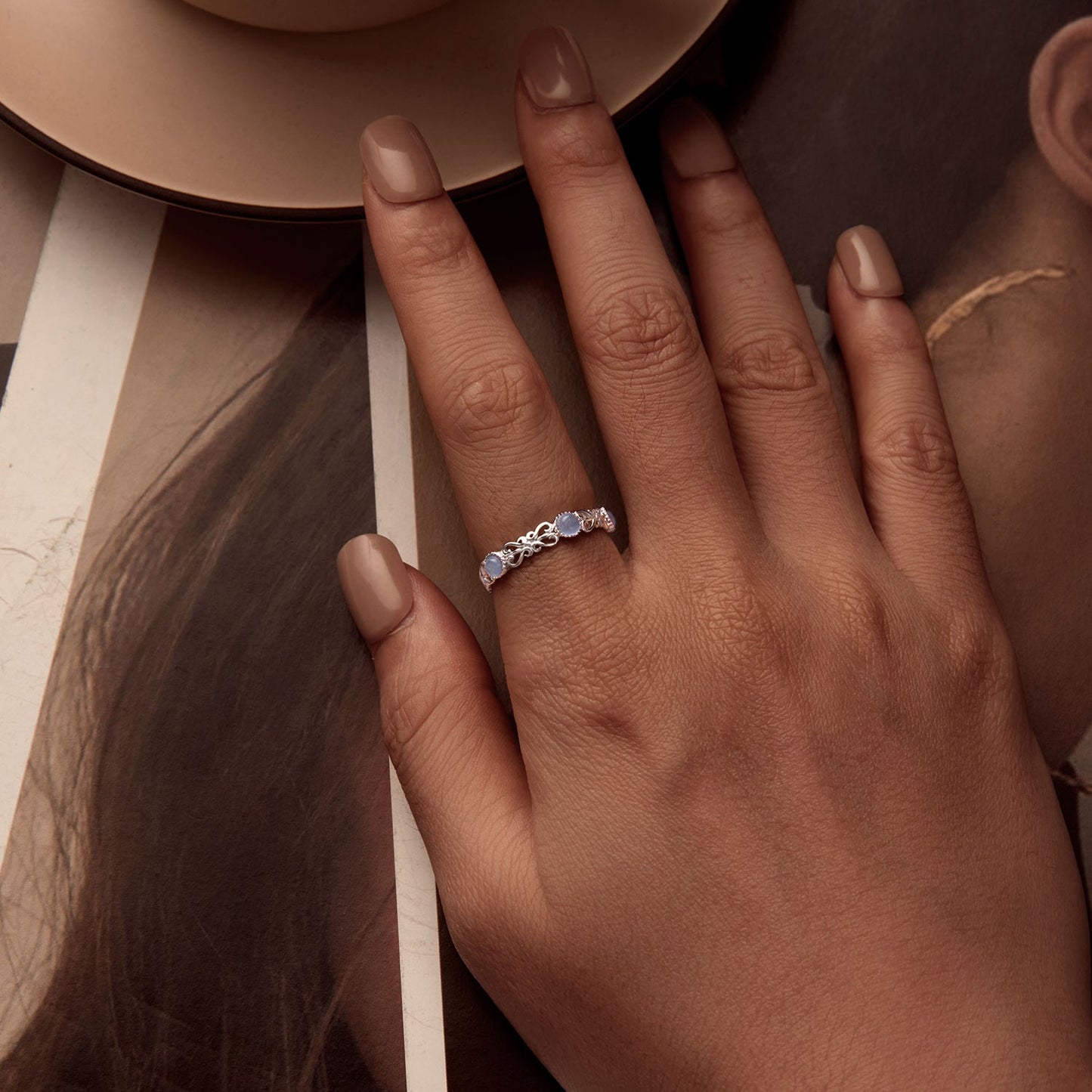 Bague en argent sterling S925 plaquée platine de 4 mm pour femmes - Taille 6.0