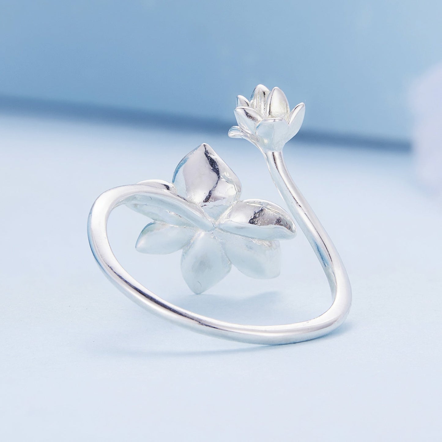 Bague en Émail de Fleurs en Argent Sterling 925