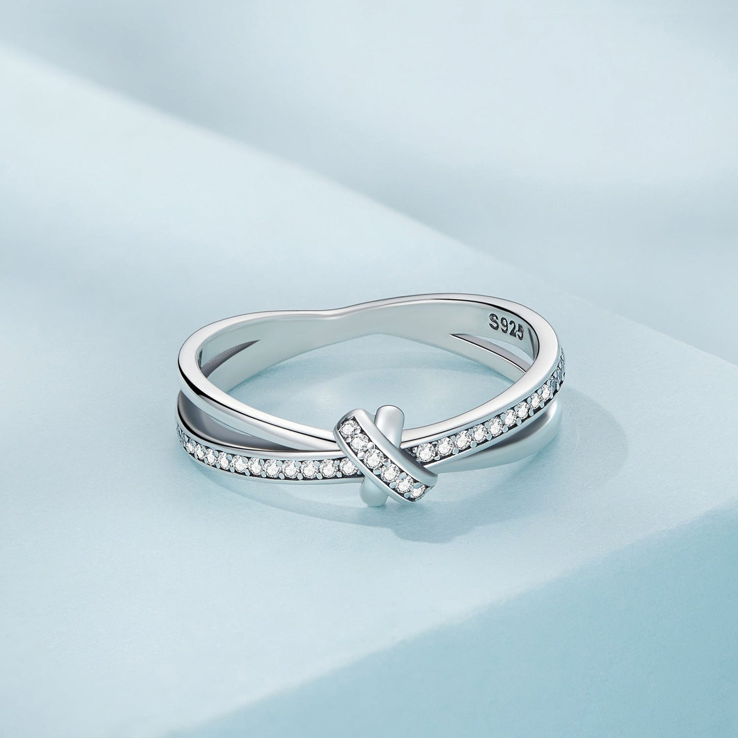 S925 Sterling Silver Oxidized Pavé CZ Ring - Size 6 for Women