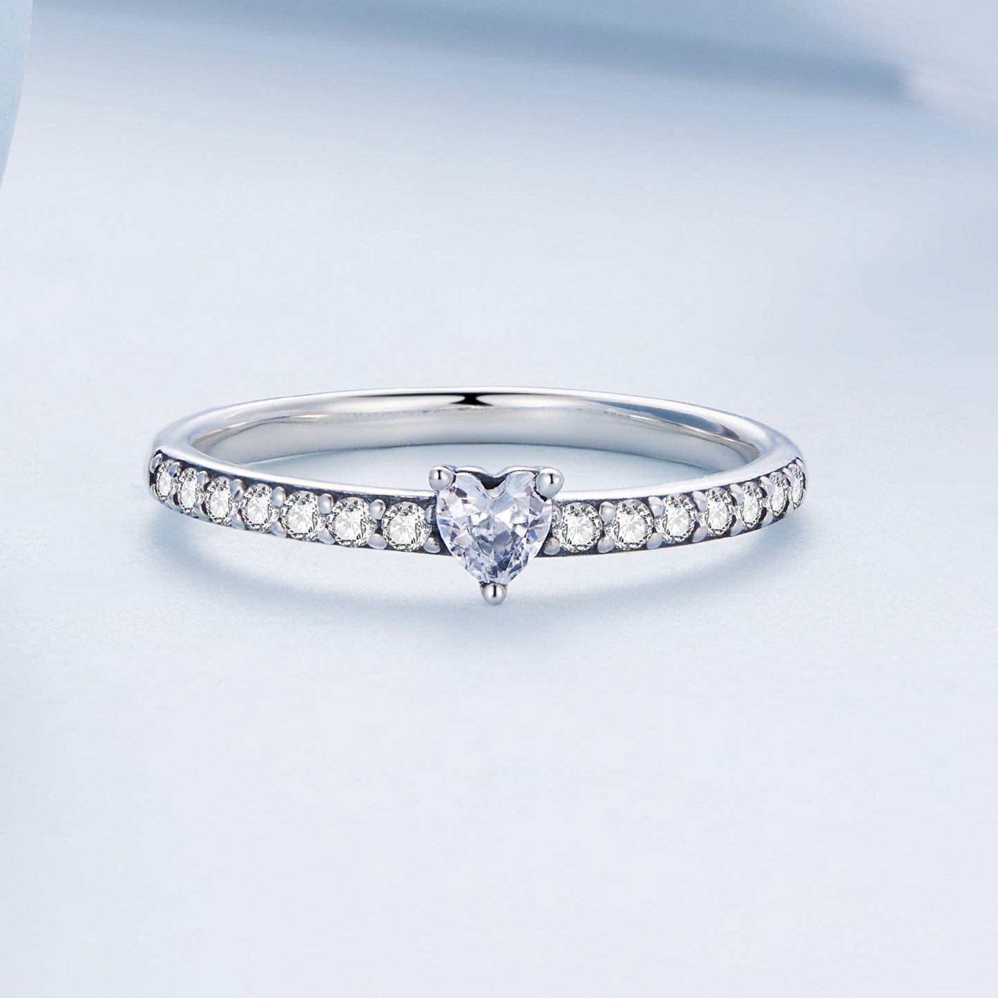 Bague de fiançailles en argent sterling 925 oxydé avec CZ, taille 6