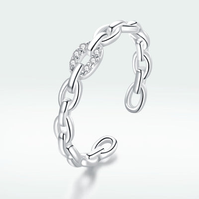 925 Sterling Silver CZ Pavé Setting Engagement Ring