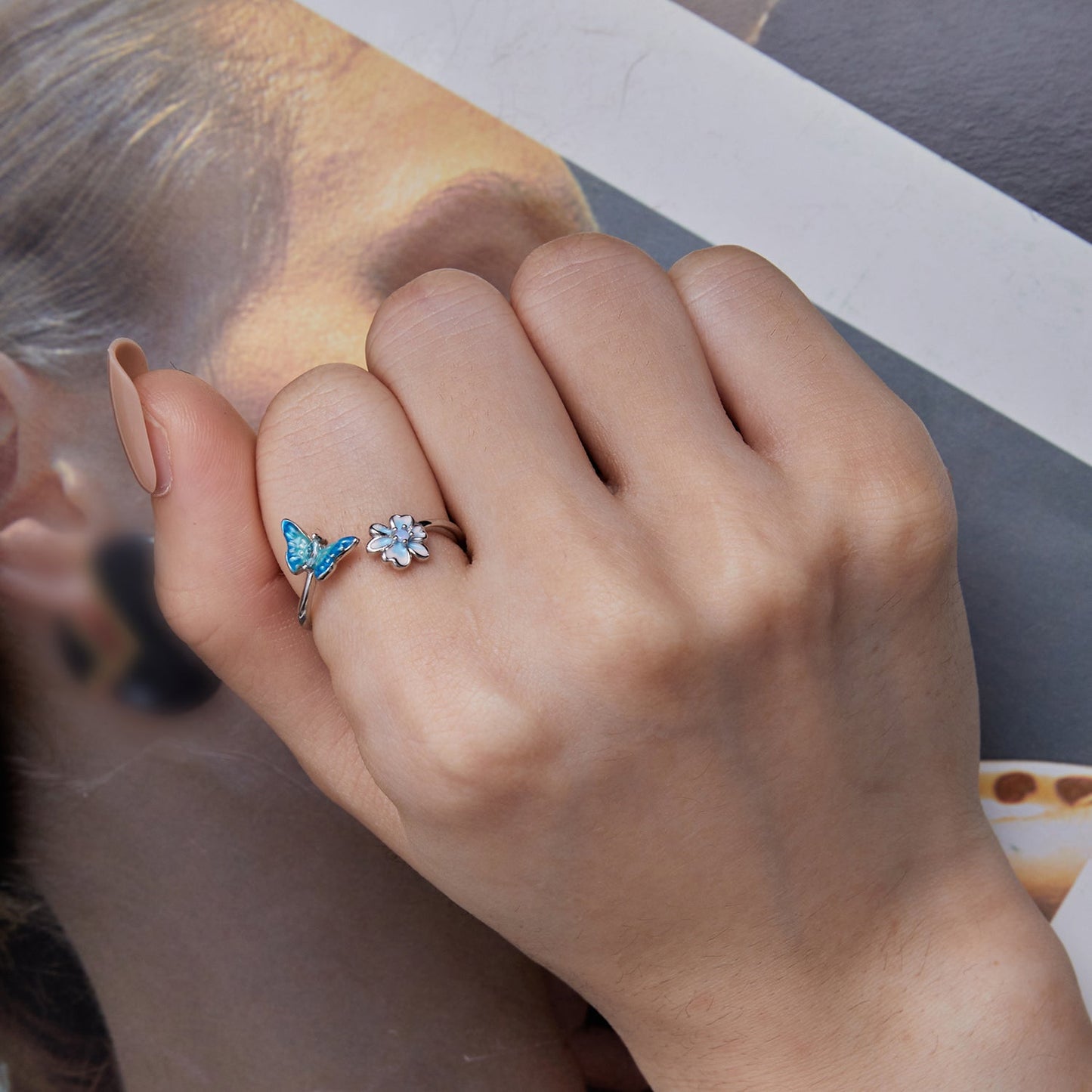 Bague en Opale Nanomètre en Argent Sterling 925 Élégante