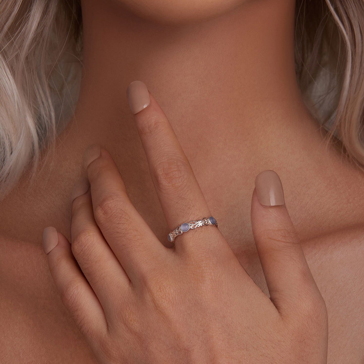 Bague en argent sterling S925 plaquée platine de 4 mm pour femmes - Taille 6.0