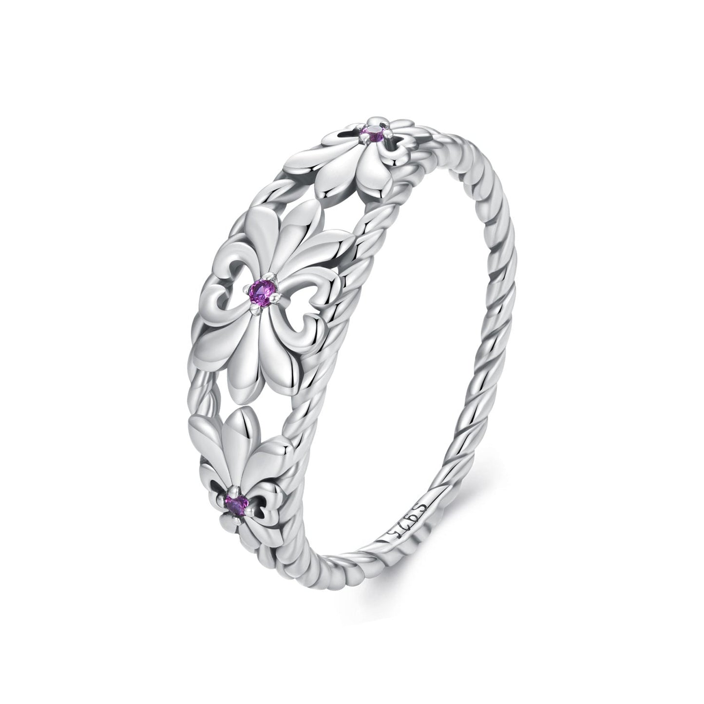 Bague en argent sterling 925 oxydé avec pavé de CZ pour femmes