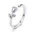 Bague de fiançailles en argent sterling S925 plaqué platine pour femmes