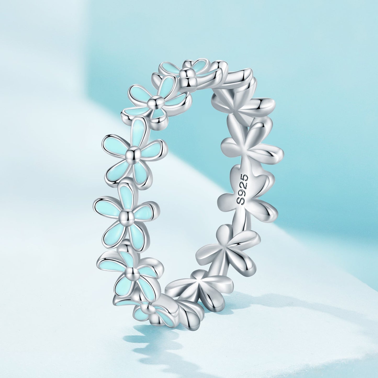 Elegant 925 Sterling Silver Enamel Platinum Ring for Women - Size 6
